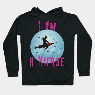 Halloween Nurse Flying With A Syringe In The Sky Hoodie